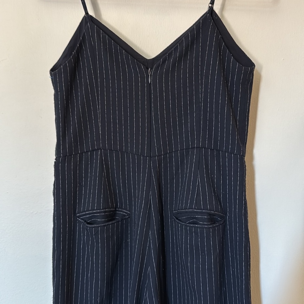 Anthropologie Size 2 Black Wide Leg‎ Pin stripped Jumpsuit - Picture 9 of 12